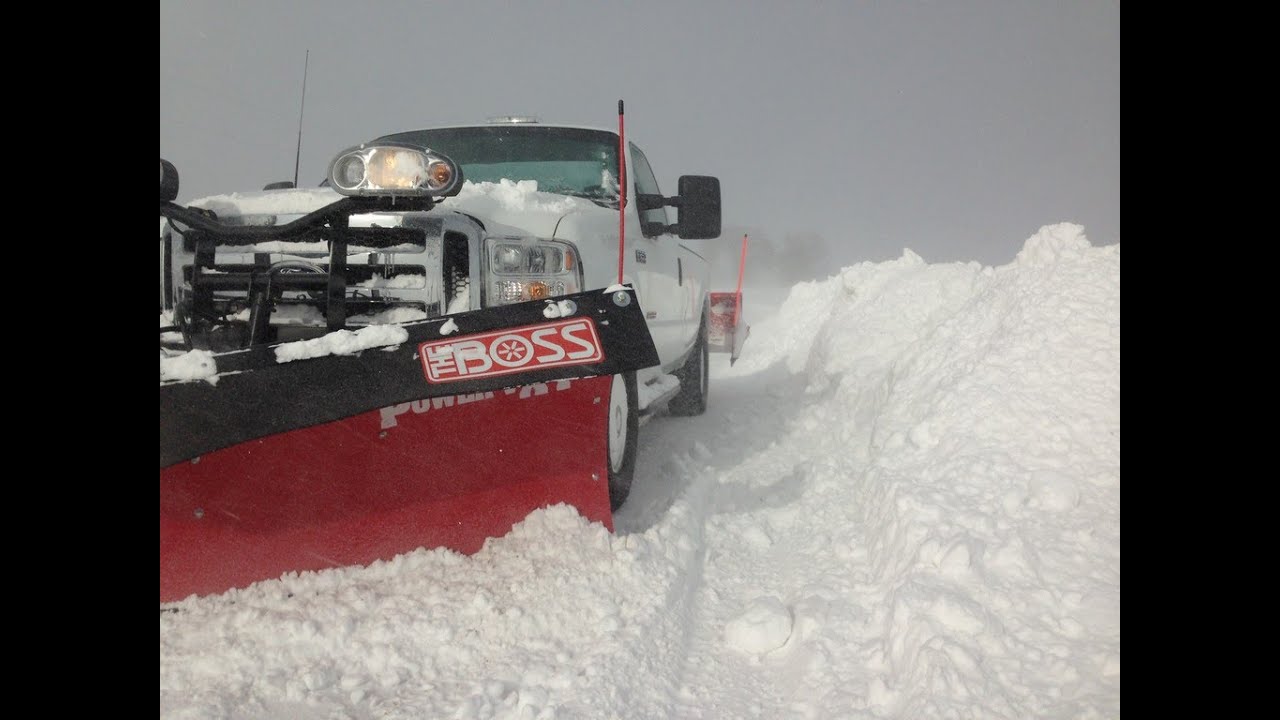 Roskam Snow Plowing 2013-14, Oceana County, Shelby Michigan, Boss Plows, Expanding backblade