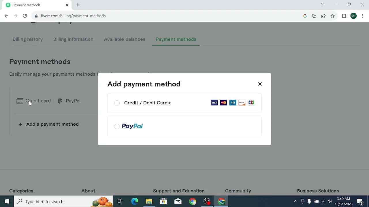 How To Set Payment Methods on Fiverr