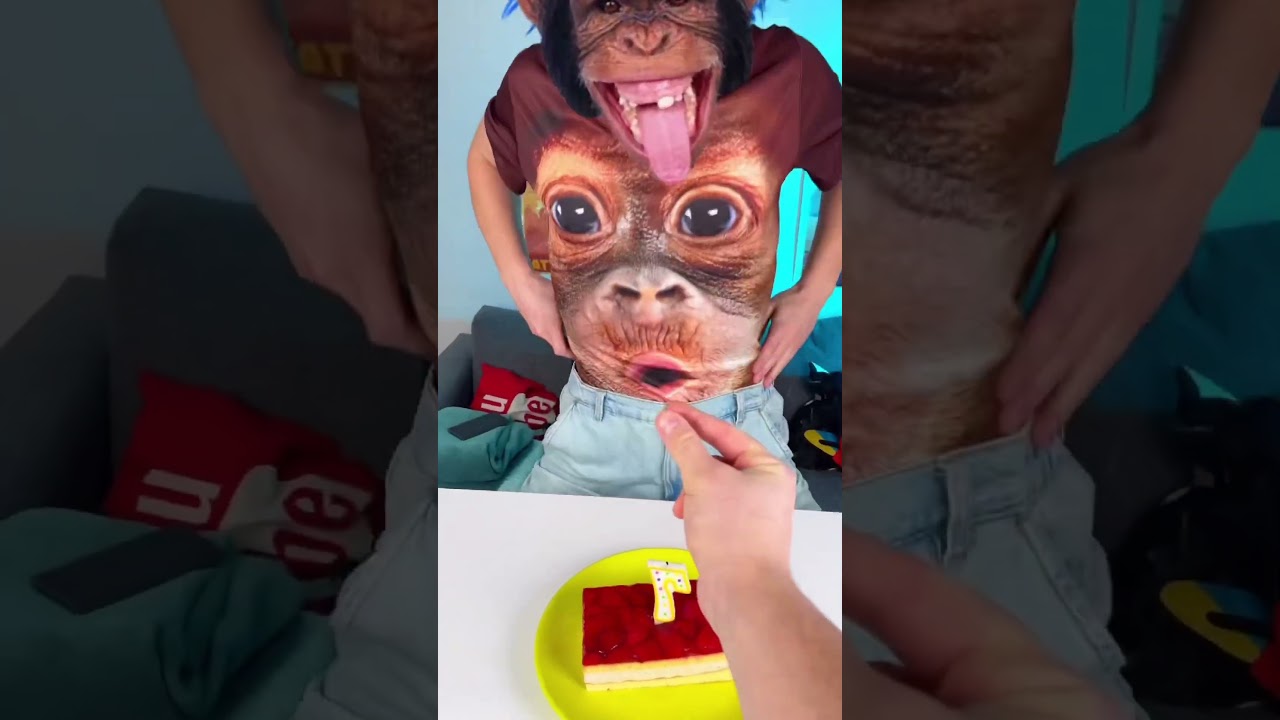 He Put Out The Candle With His Finger! 🐵🔥 #funny