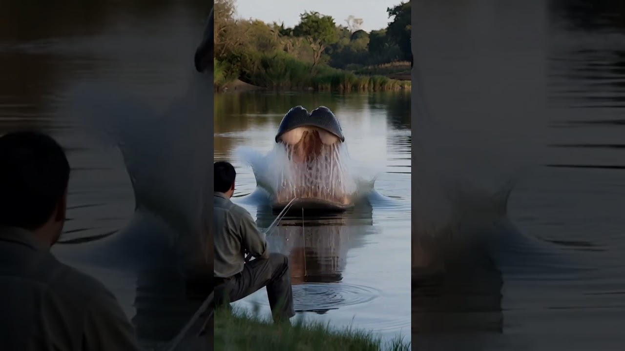 Peaceful Fishing Trip Ends in TERROR! 😱 Giant Hippo Attack (Wait for it) 