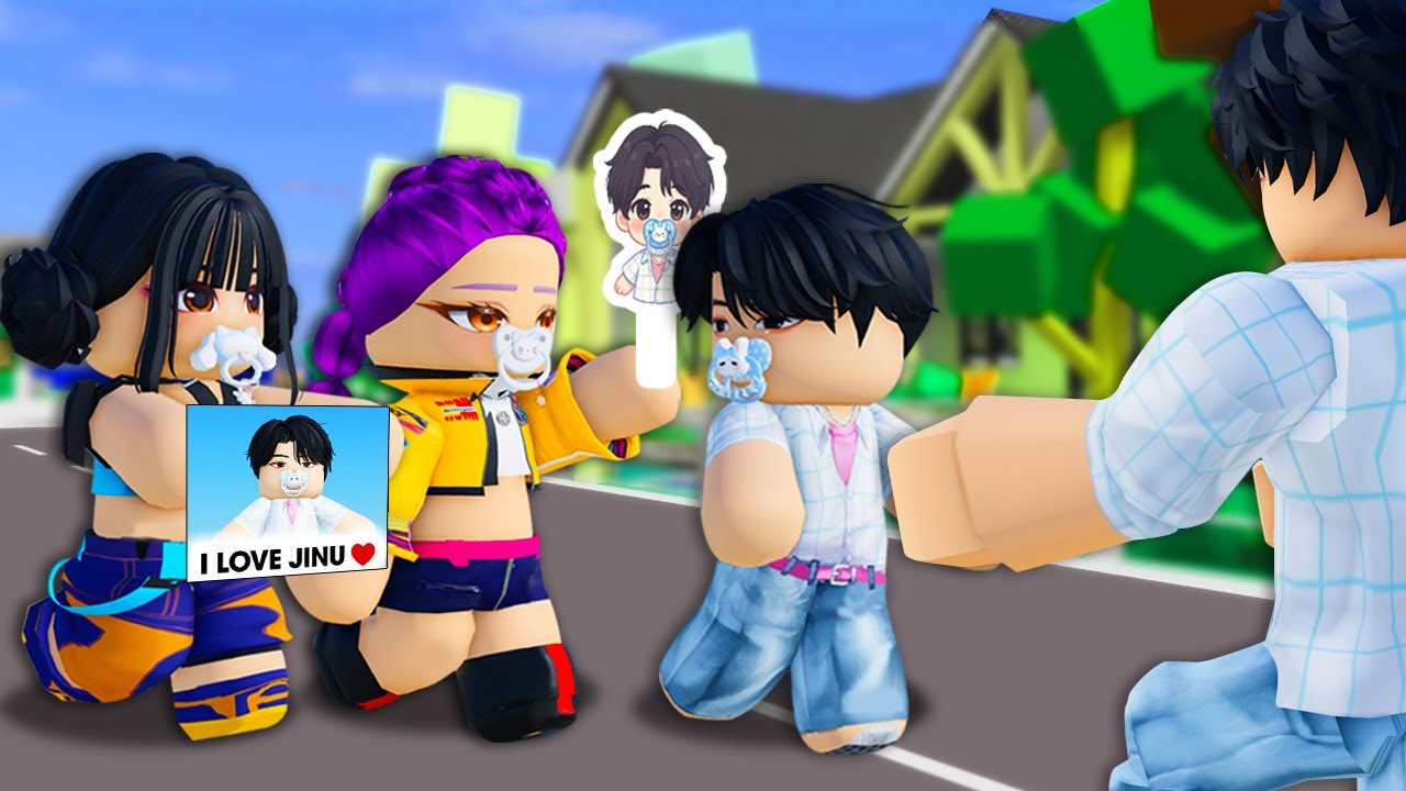 Малышки Руми и Зои обожают малыша Джину в Roblox! (KPop Demon Hunters)