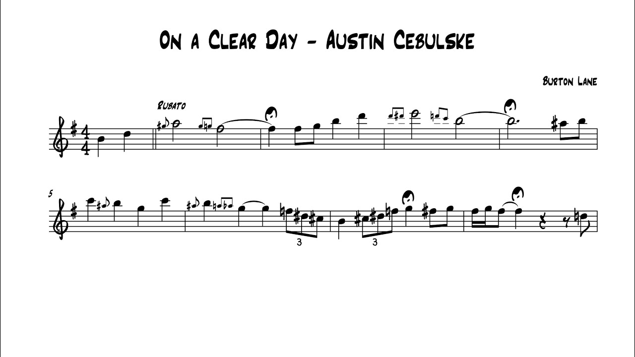 On a Clear Day - Austin Cebulske (Bb Solo Transcription)