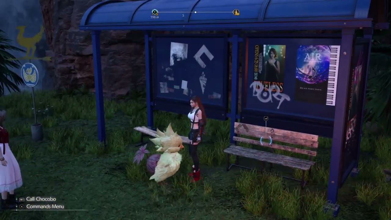Final Fantasy VII Rebirth - Tifa at the Chocobo Stop and petting the baby chocobo