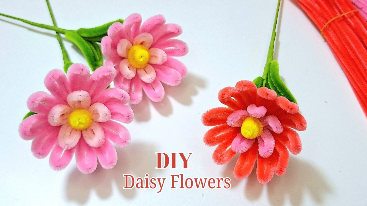 How to Make a DIY Pink Daisy Pipe Cleaner Flower 🌸