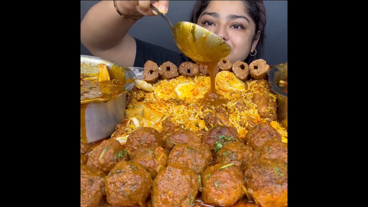ASMR: EATING SPICY MUTTON CURRY🔥 BASMATI RICE || 