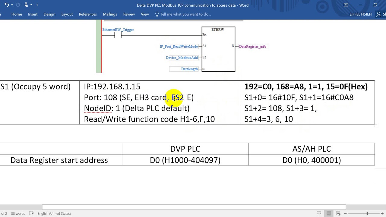 Delta DVP PLC Modbus TCP communication---Data Read Write