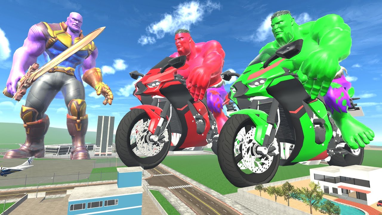 Colorful Thanos vs Colorful Giant Hulks & Franklin In Indian Bike Driving 3d