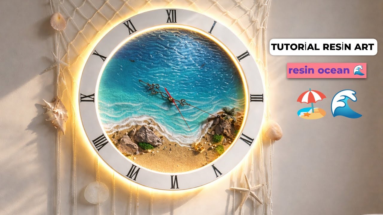  DIY Stunning Wall Clock with Hidden LED Lights!🌊🪸💡