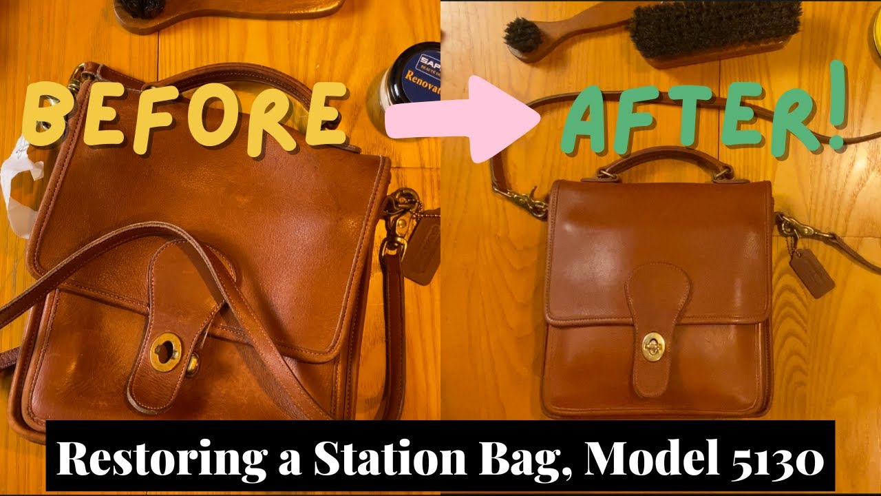 Vintage Coach Station Bag in British Tan | Removing Stains & Restoring the Leather | Model 5130