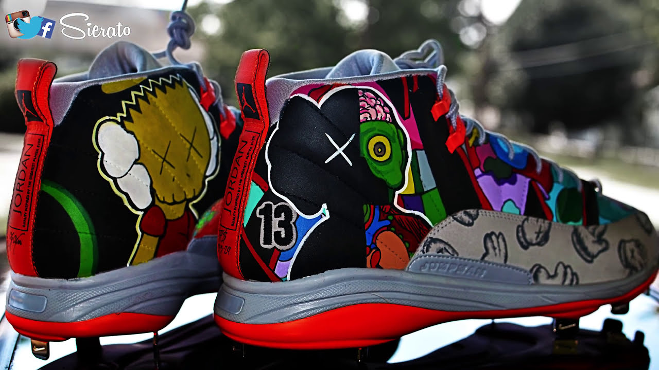 Full Custom | Orioles' Manny Machado's KAWS/BASQUIAT-GOYARD/SUPERMAN Cleats (Two Pairs!)