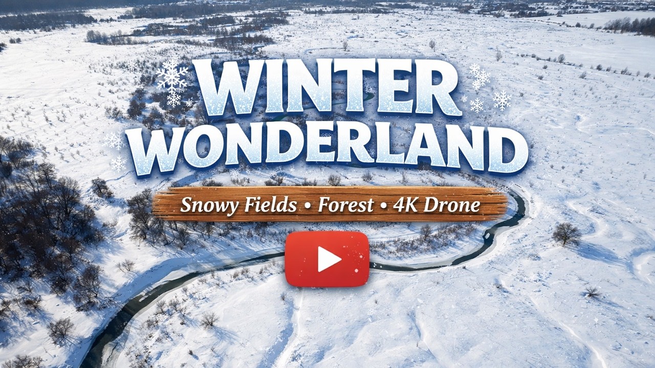 Winter Wonderland Forest Walk ❄️ Snowy Field & Drone Aerial Views | Relaxing Nature 4K