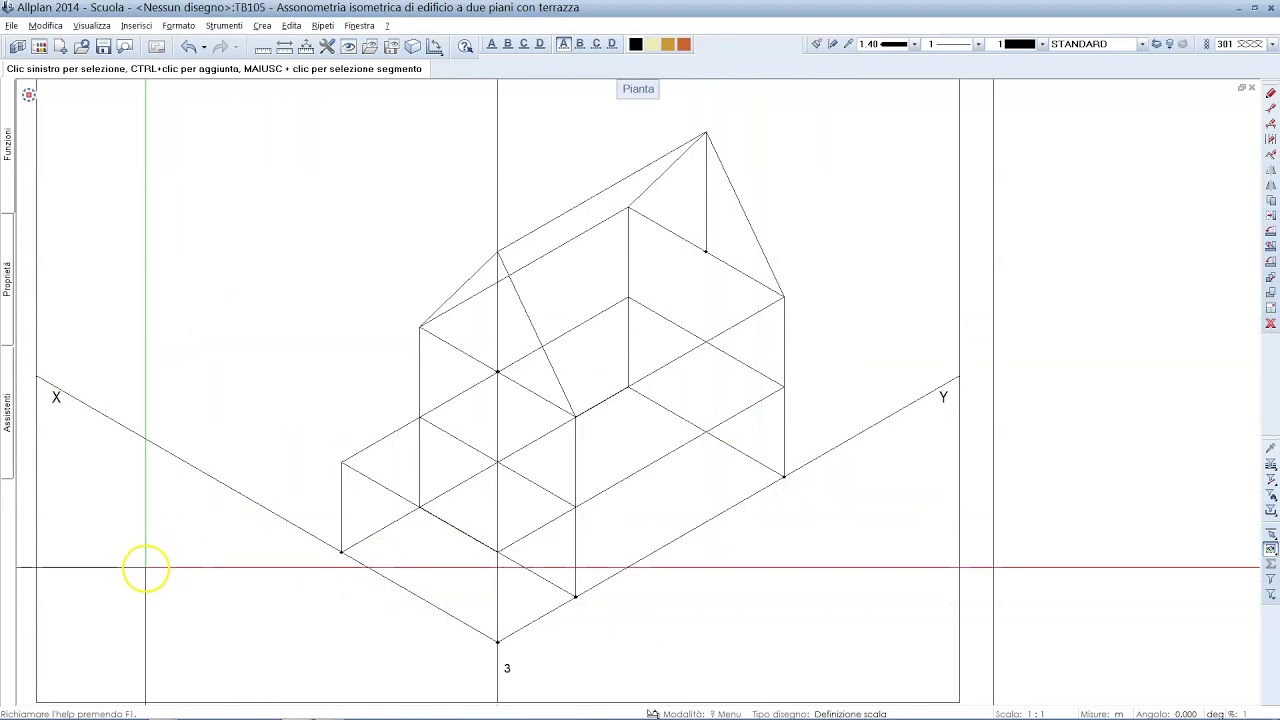 Assonometria isom.  realizzazione fabbricato
