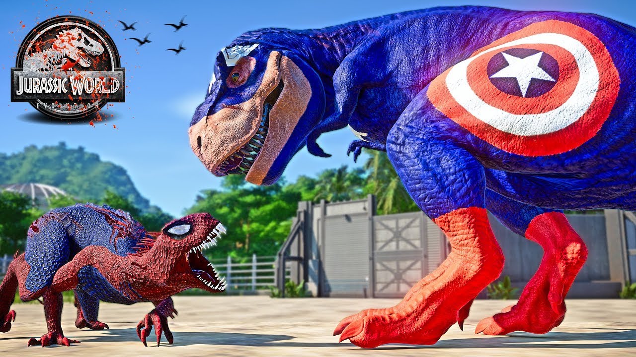Captain America T-REX vs Spider-Man Scorpius REX Superhero Dinosaurs