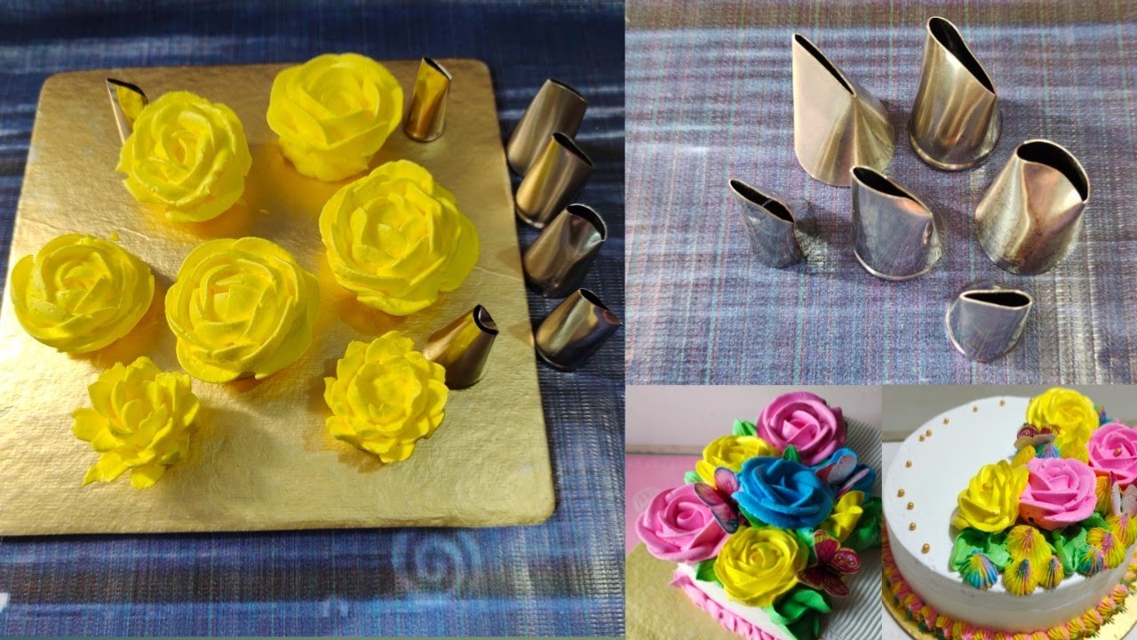 রোজ নজেল পরিচিতি | how to make different Rose flowers with different Rose nozzle | Nozzle Decoration