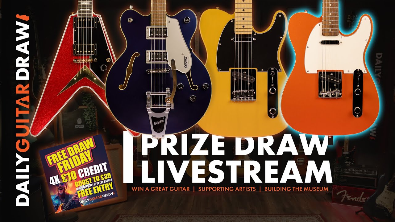 277 Gibson M2M Flying V & 5 more DAILY GUITAR DRAW Competition Prize Draw Live 07/11/2025 16.00 UK