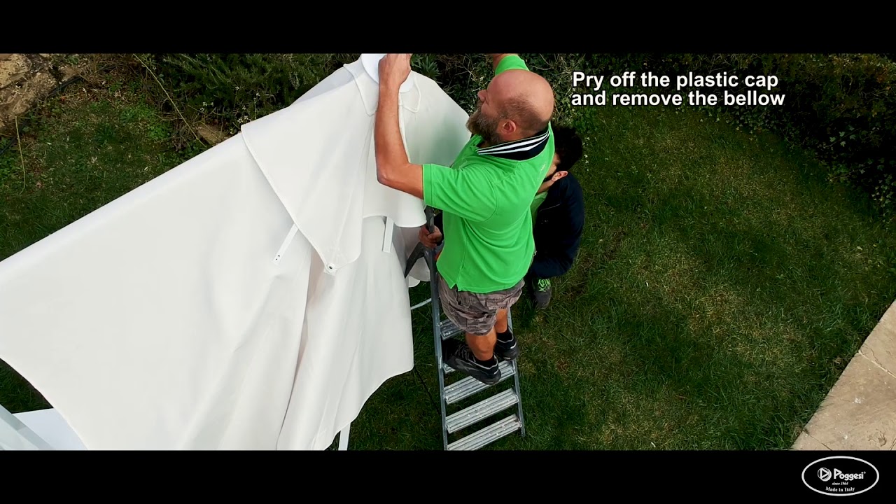 How to remove a canopy from a Poggesi cantilever umbrellas with raised bellow