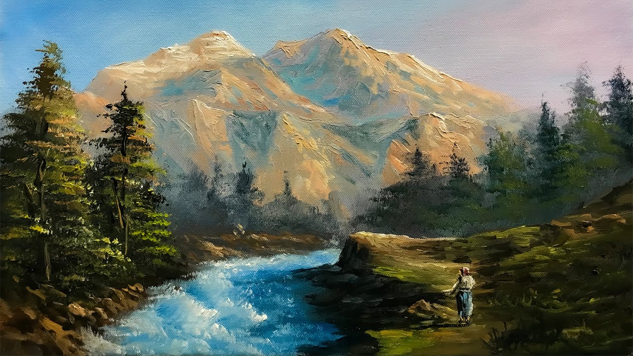 Forest River Painting | Easy Forest River Landscape Painting Tutorial By Nepali Artist - Art Candy