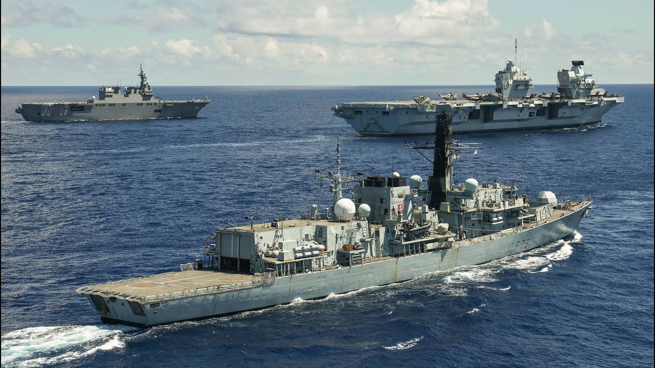 UK carrier strike group exercises with US and Japanese Navies off Okinawa