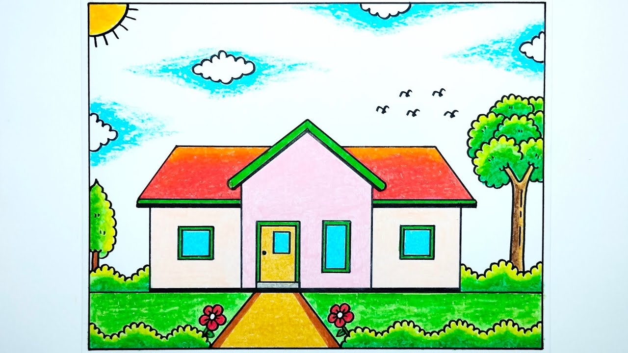 Как нарисовать простой дом 🏠 Рисование дома