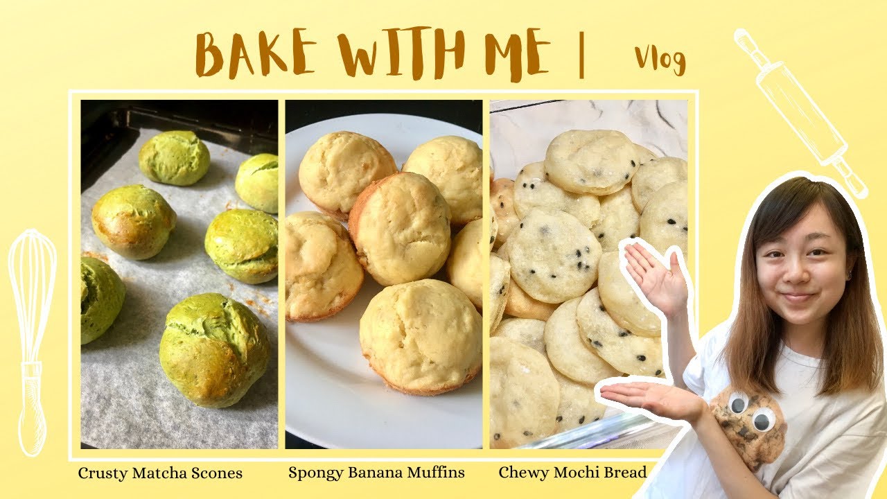 How to make Matcha scones 抺茶英式鬆餅💚丨Banana muffins 香蕉蛋糕🍌丨Mochi bread 麻薯波波🍡 (ENG/CHI) 丨Odelle Wong