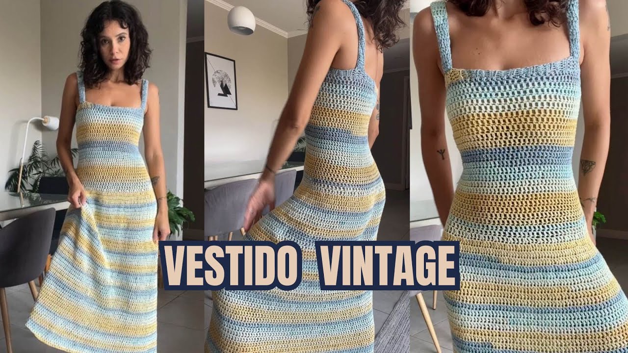 VESTIDO  VINTAGE - PAP CROCHÊ Tutorial  - Passo a passo