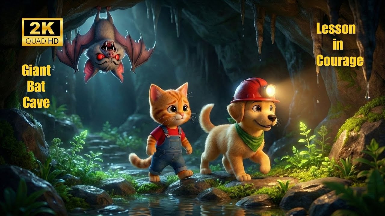 Cat Story: Mama Cat is Sick! Baby Cat Has A Lesson in Courage Into Giant Bat Cave In Search Of Herbs
