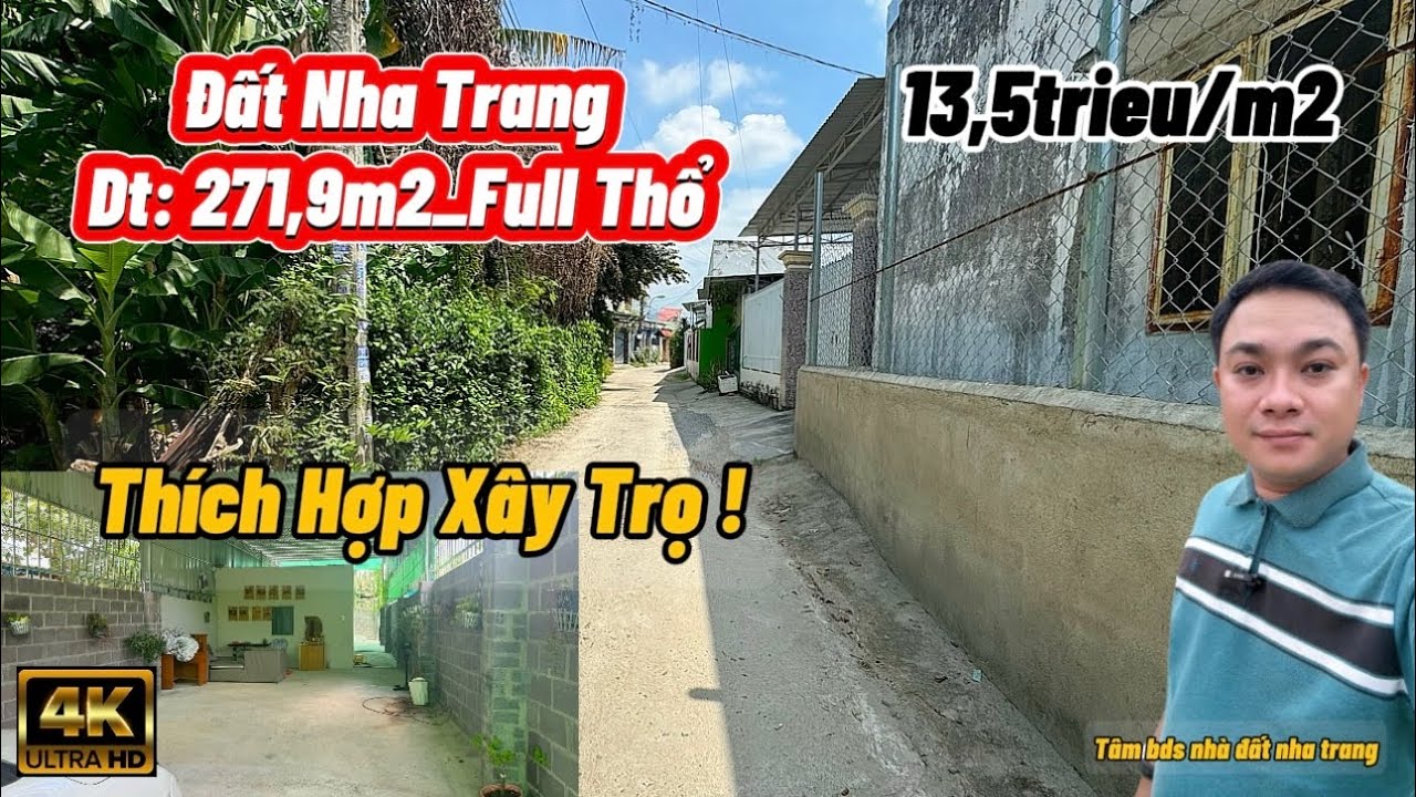 🔥 Cơ Hội Đầu Tư: Bán Đất Mặt Tiền Đường, Có Nhà Nhỏ 271.9m2 Chỉ 3.6 Tỷ Tại Nha Trang!
