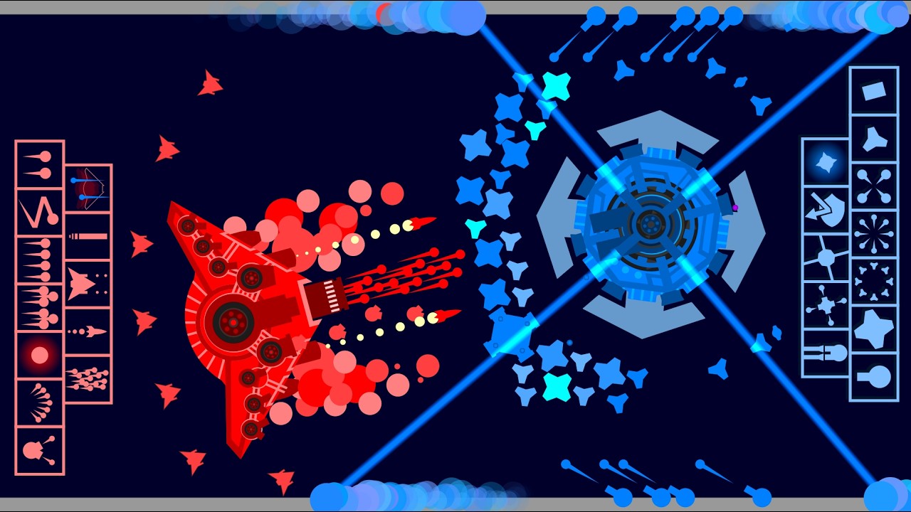 Mega Space Fighter VS. Flying Fortress [Red VS. Blue] - Marble Race in Algodoo