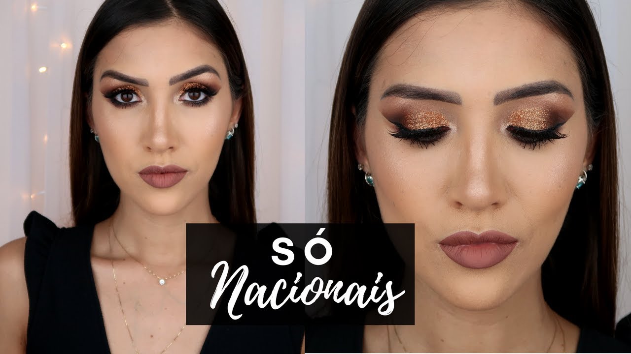 MAKE NATAL COM GLITTER | COM PREPARAÇÃO DE PELE