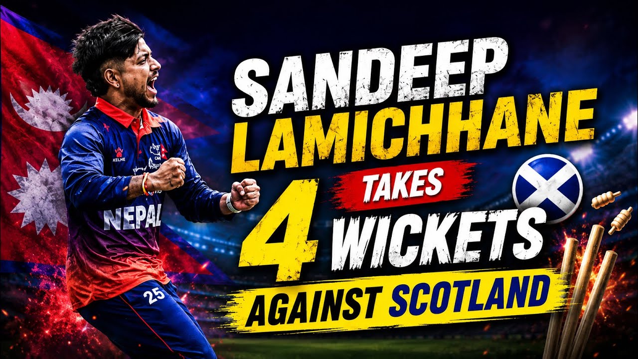 Sandeep Lamichhane&rsquo;s 4 wickets against Scotland #nepalcricket  #sandeeplamichhane 