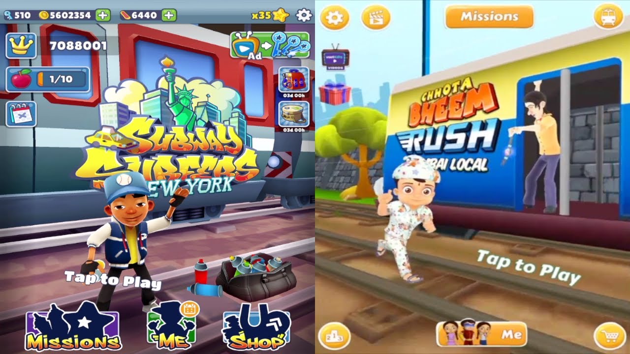 Subway Surfers: New York VS Chhota Bheem Rush Mumbai Local Gameplay