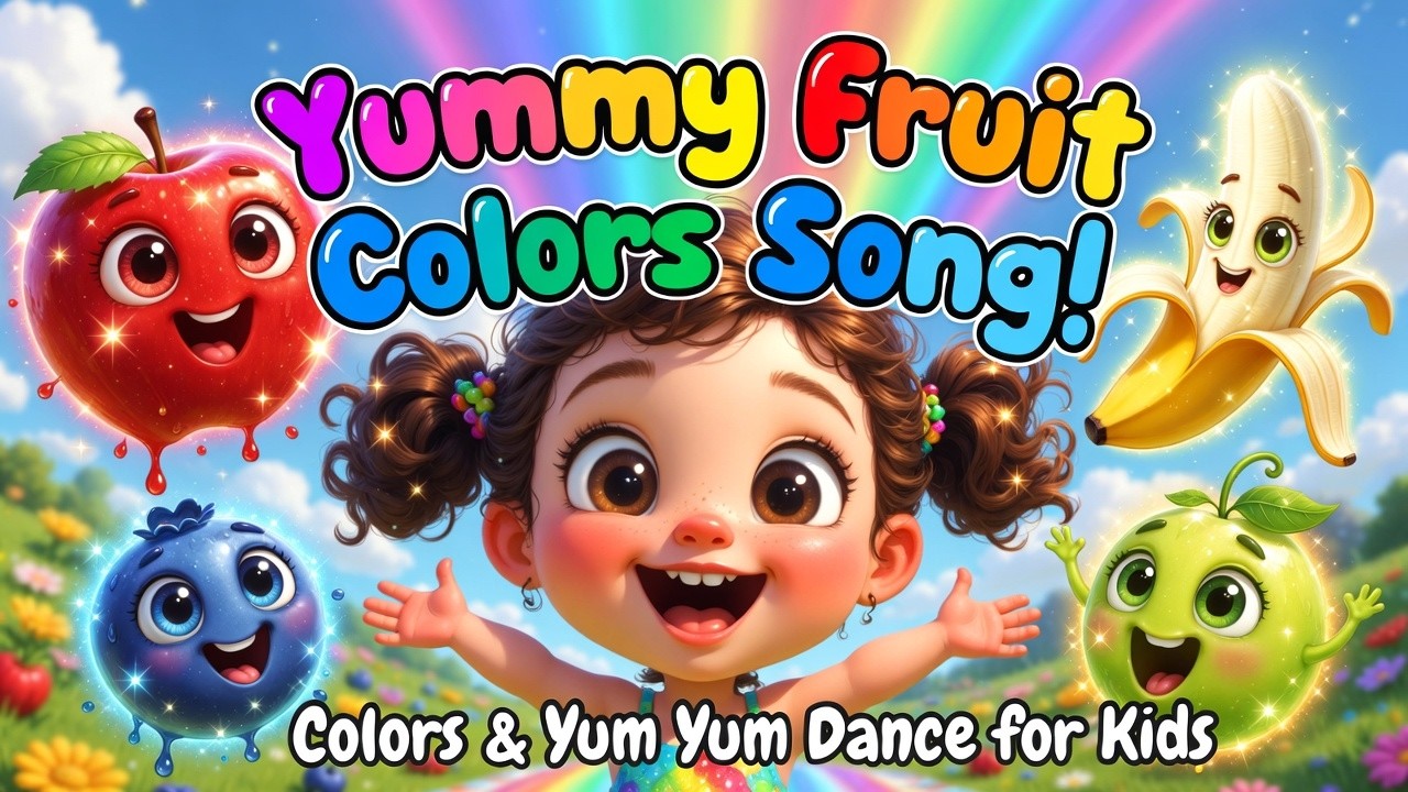 Yummy Fruit Colors Song! 🍎🍌 Colors & Yum Yum Dance for Kids | Nursery Rhyme Fun