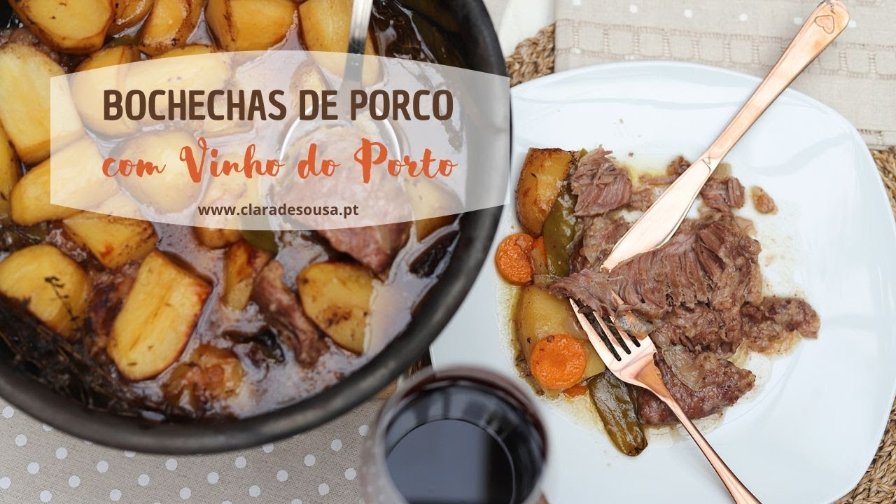 Bochechas de Porco (cozinhadas lentamente) com Vinho do Porto