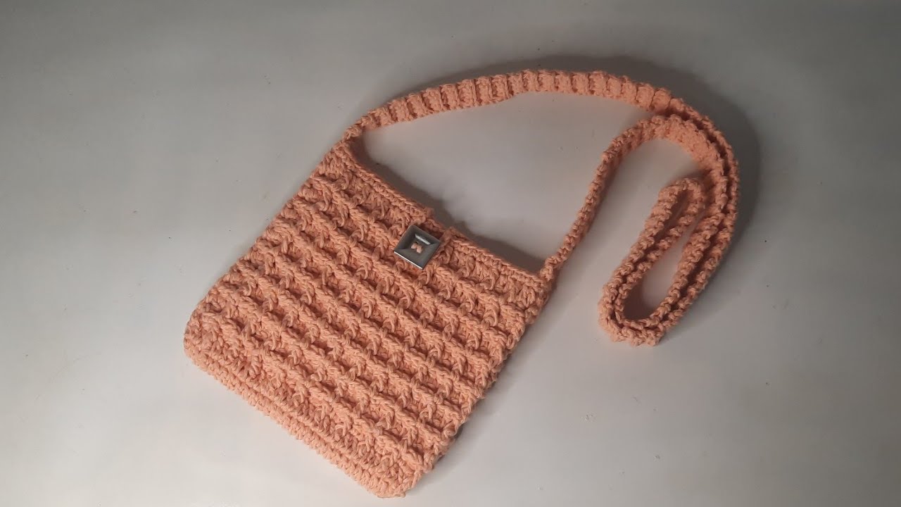 Bolsa crochê em barbante ponto Waffle passo a passo