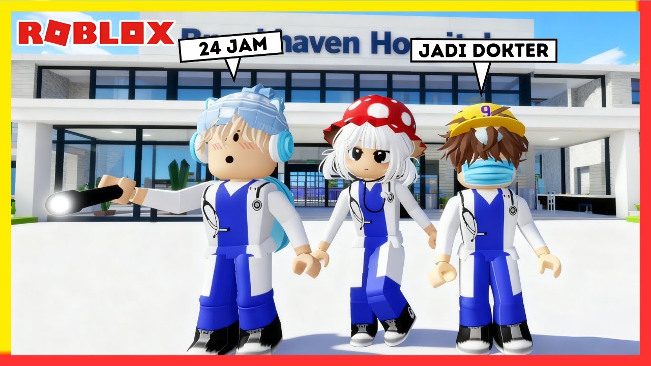 Cio,Cia Dan @BANG BOY GAMING  24 Jam Menjadi Dokter Di Server Publik Brookhaven (ROBLOX)