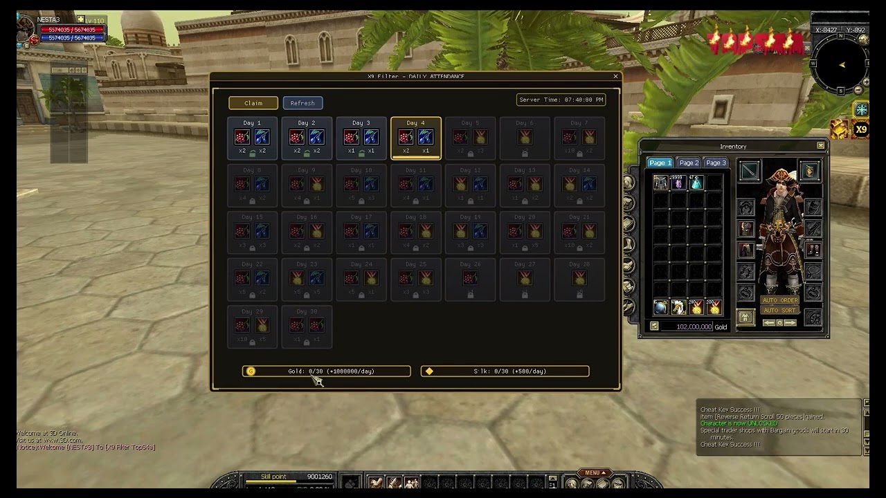 VSRO Daily Reward & New Feature –  X9 Filter 🔥 TopS4a