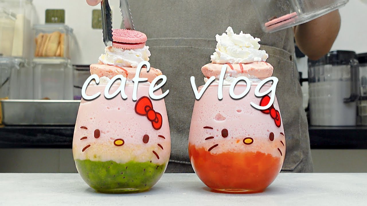 🤍Cafe Vlog Collection/Drinks Taste Better in Cute Kitty Cups🐱Cafe Vlog/ASMR/카페브이로그/no bgm