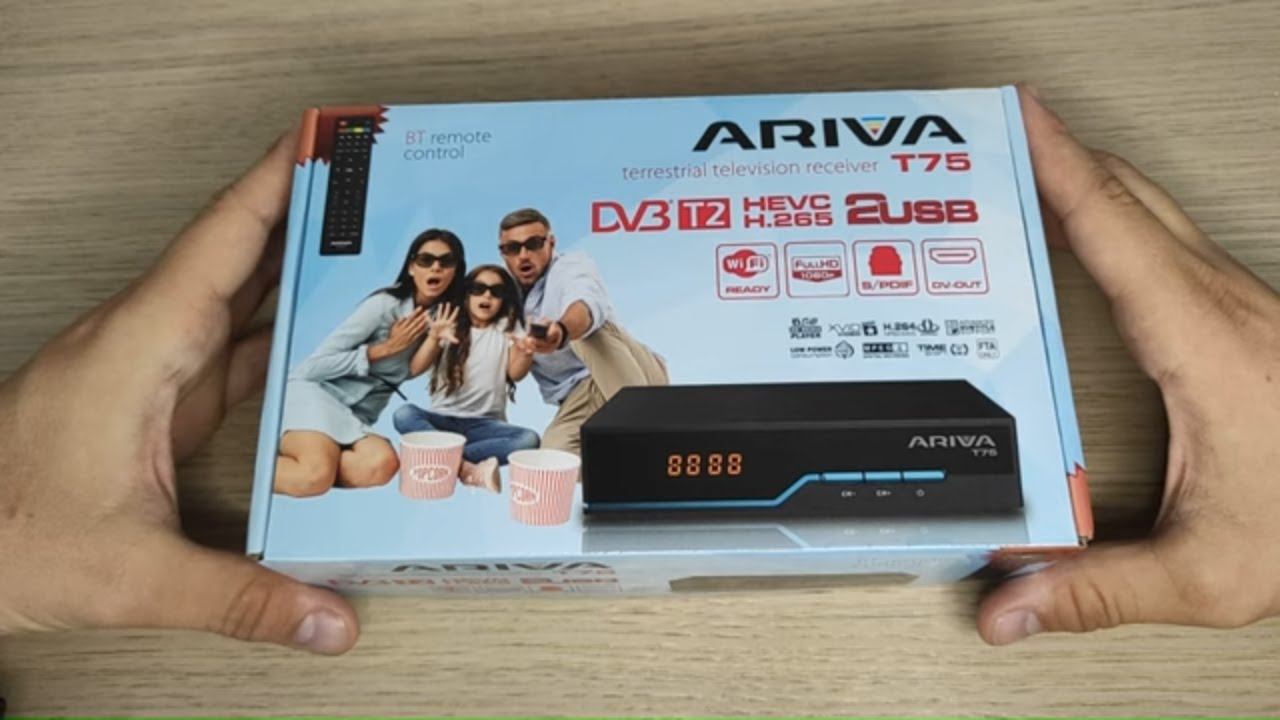 Prezentacja dekodera Ariva T75 DVB-T2 Hevc H.265 -  z pilotem bluetooth