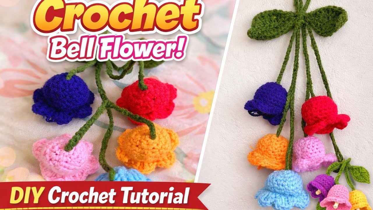Crochet Beautiful Bell flower crochet flower keychain 