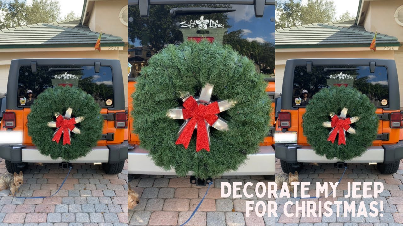 Decorate My Jeep for Christmas with me! (Jeep Tire Wreath)