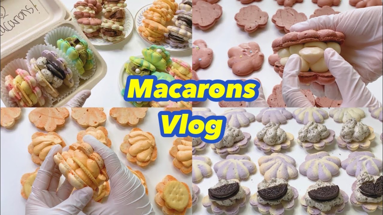 (eng cc) 🥠 작정하고 마카롱 만들기 : 조개편🥠  | 홈베이킹 브이로그 | 오레오, 바닐라, 뽀또, 레드벨벳, 녹차, 초코브라우니