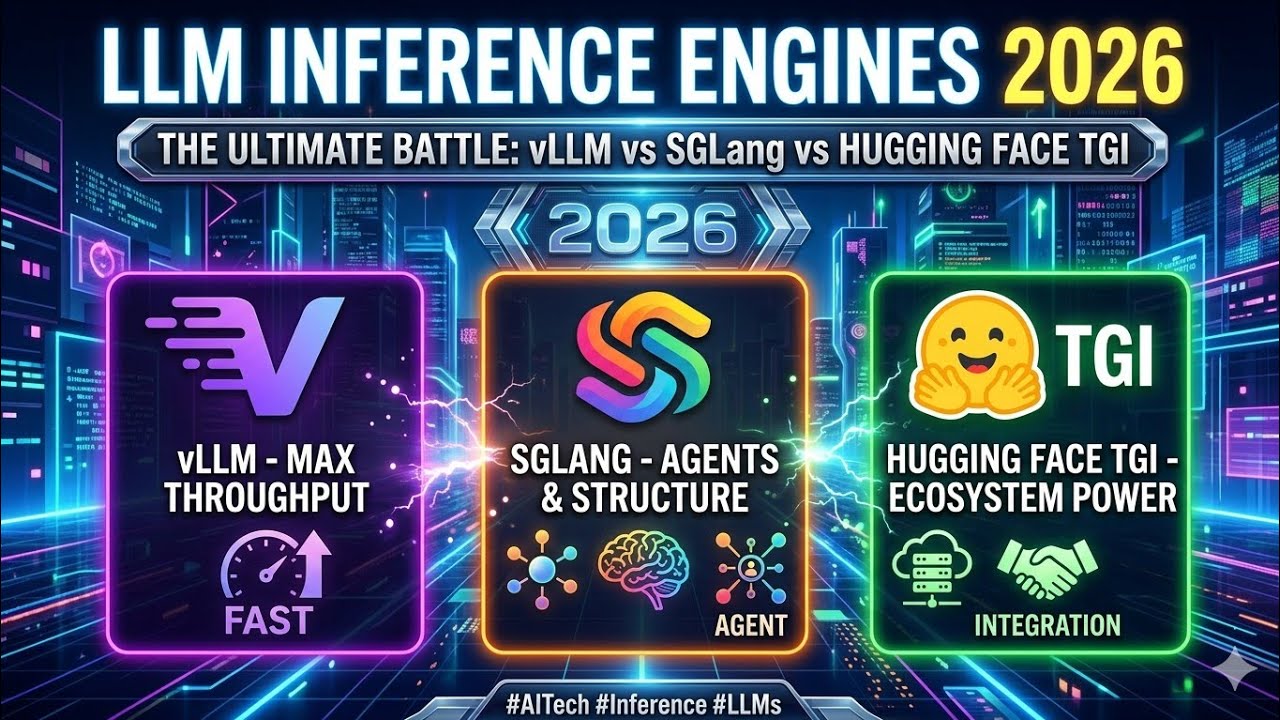 Механизмы инференса LLM 2026 | Сравнение vLLM, SGLang и Hugging Face TGI | Uplatz