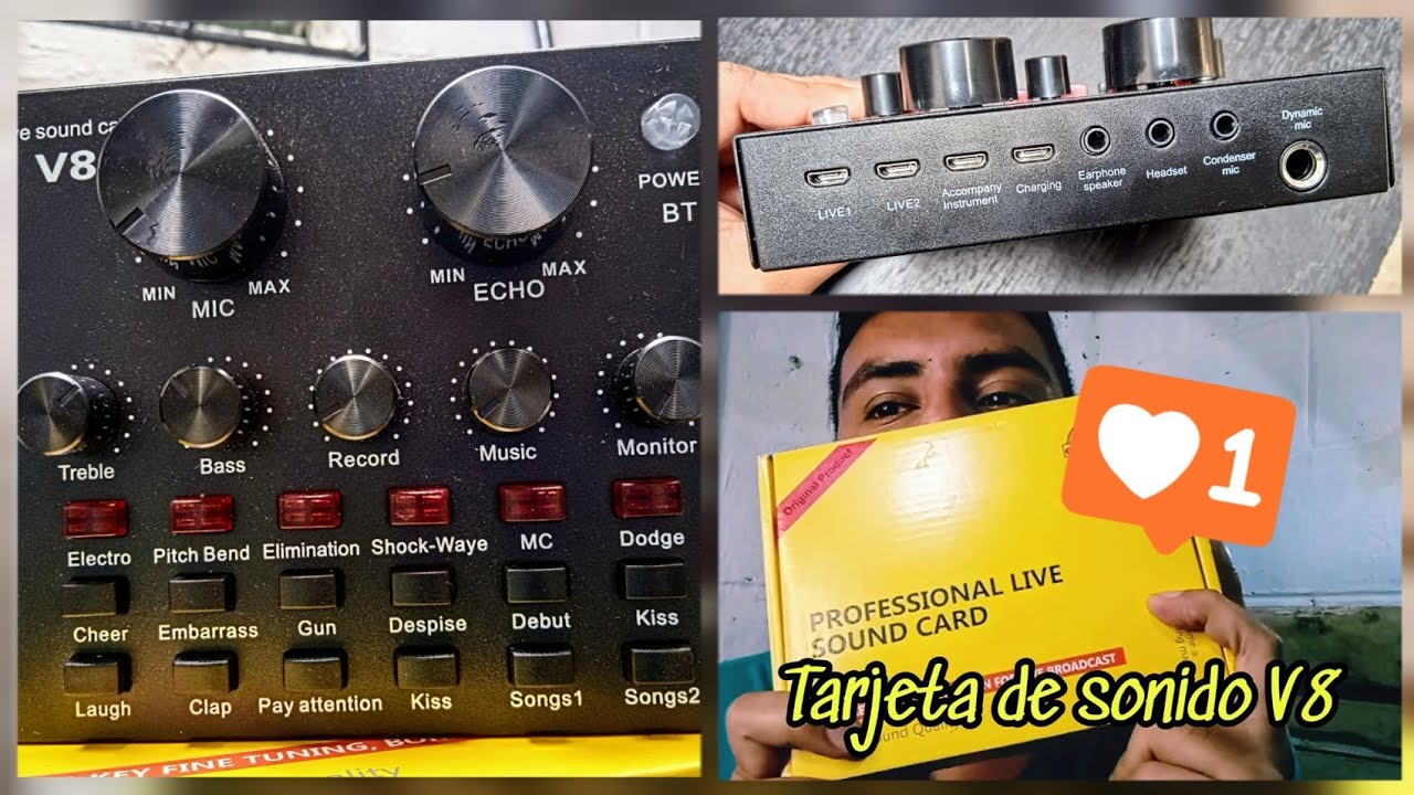🎛️🎙️Tarjeta de sonido V8 Profesional live sound card 🎤🇸🇻 streamer karaoke