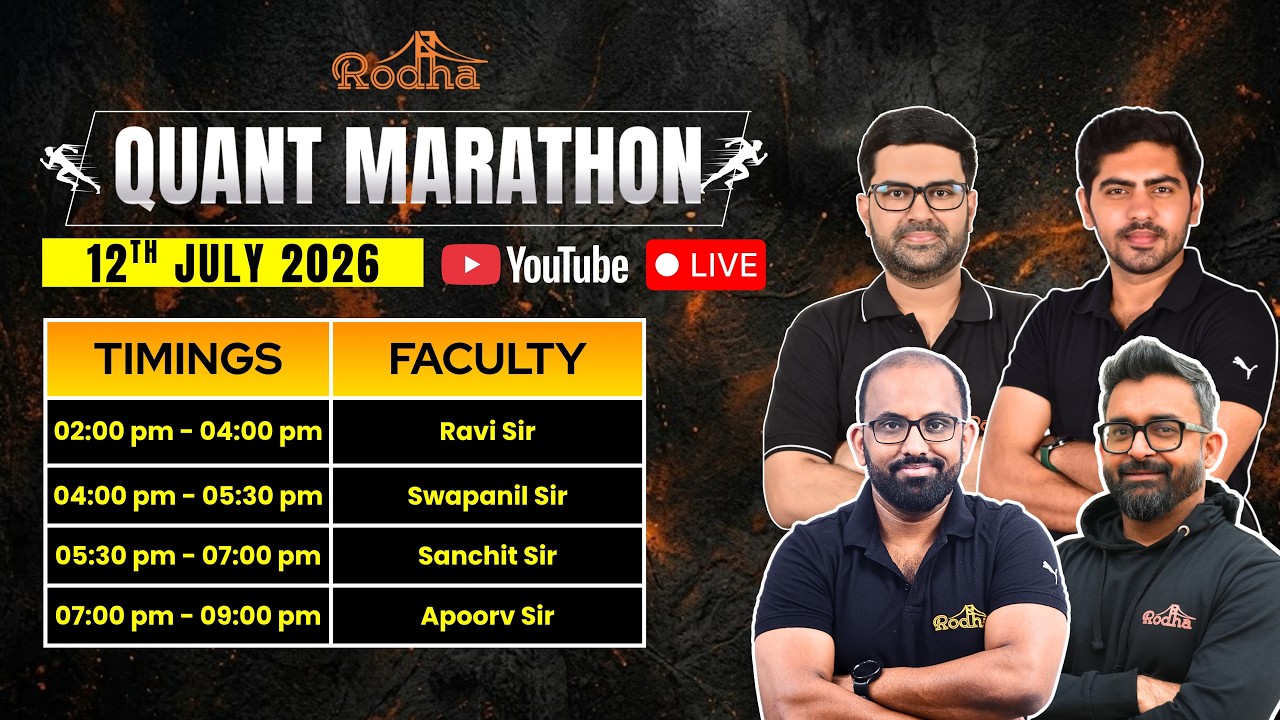 CAT 2026 Quant Marathon LIVE | 7 Hours, 4 Faculty | Rodha