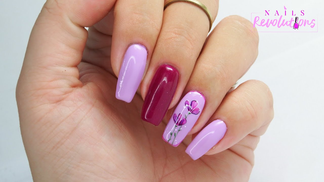 Little violet flowers nails art /  Stardoro Nails