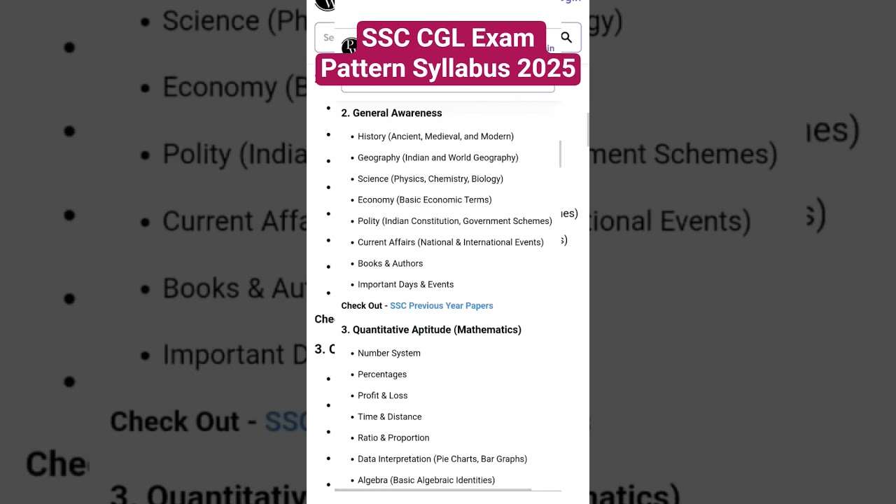 SSC CGL Exam Pattern Syllabus 2025 #ssccgl #ssccgl2025 #sscexampreparation #sscgd #sscmts #sscexam