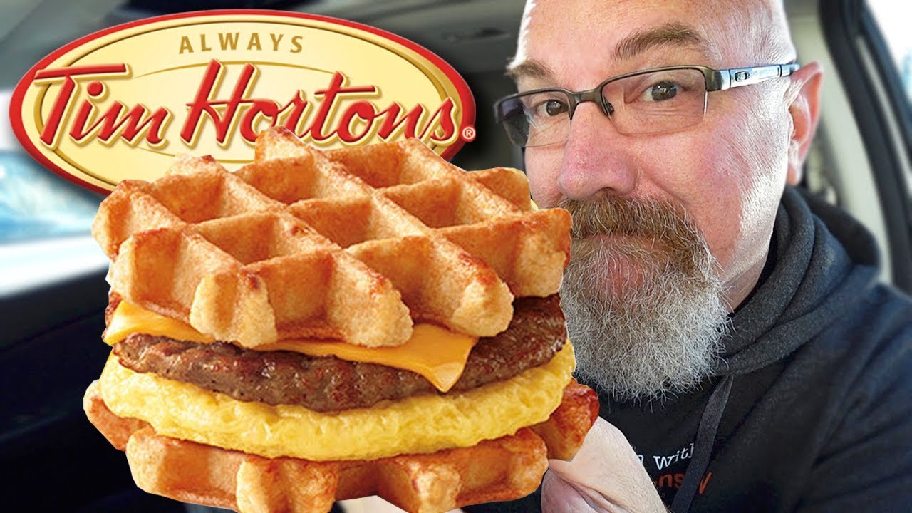 Tim Hortons ☕ Belgian Waffle Breakfast Sandwich • Food Review