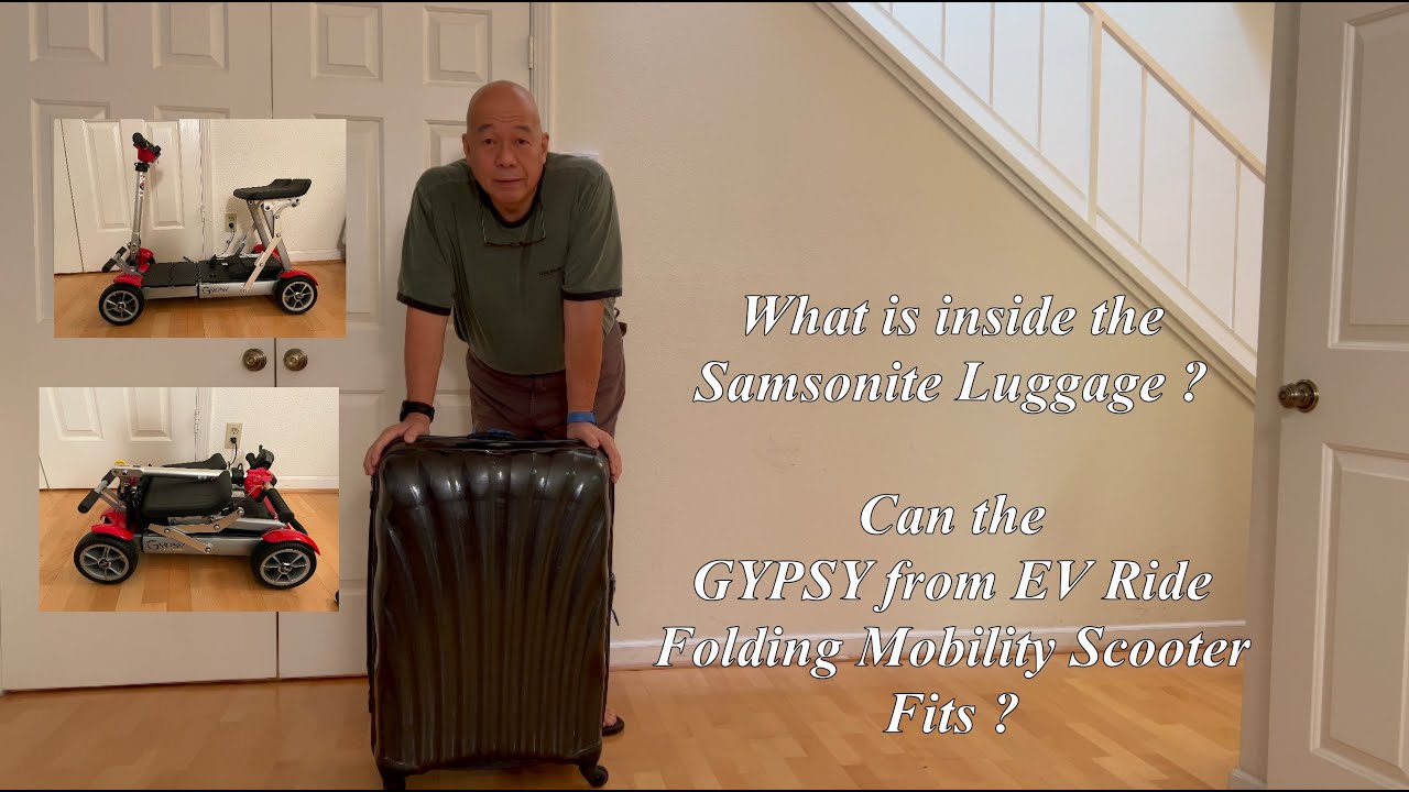 The Gypsy EV Rider Foldable Mobility Scooter can fit inside a Samsonite Luggage