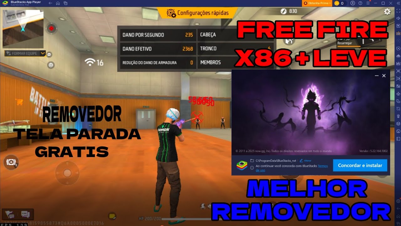 MELHOR FF X86 🔥COM REMOVEDOR TELA PARADA, FREE FIRE SEM QUEDA DE FPS ✅MIRA NÃO TREME E RODA EM TD PC