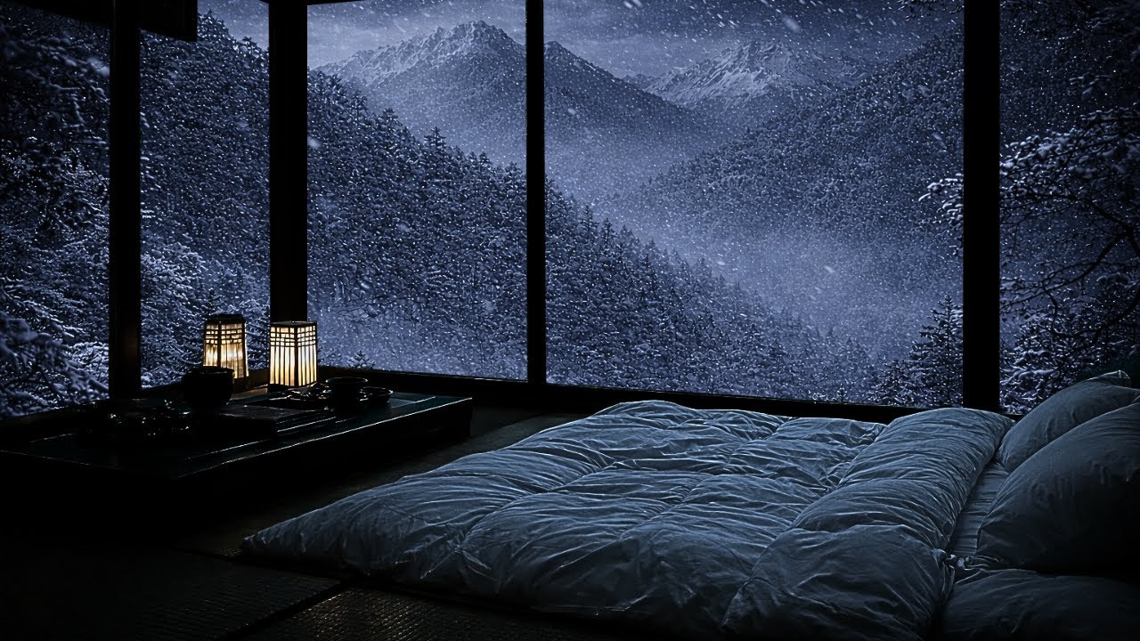 Trapped in Cozy Ryokan During Kyoto Snowstorm | Stress Relief Ambience